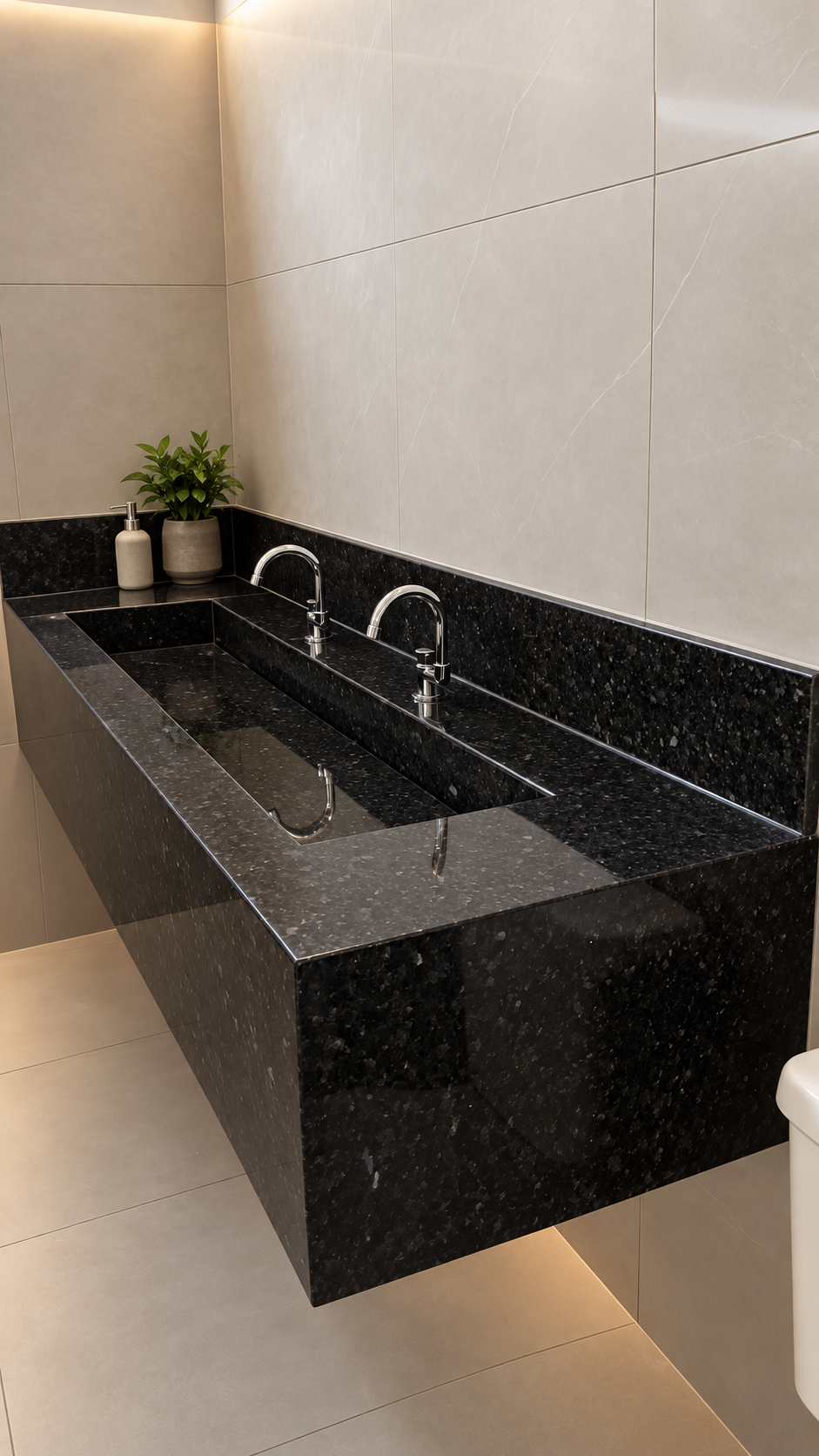 Lavabo em granito preto em Brasília